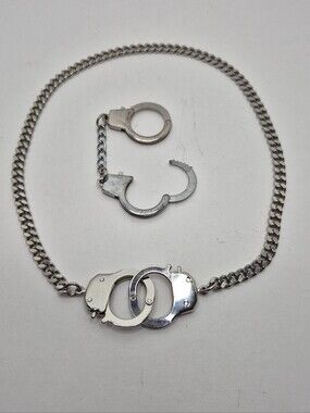 Vintage Mini Handcuffs Choker Necklace with Extra Extender Mini Handcuffs Piece